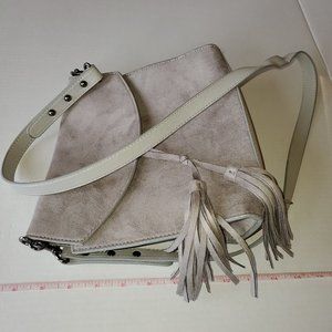 Express Gray Suede Crossbody with Tassel